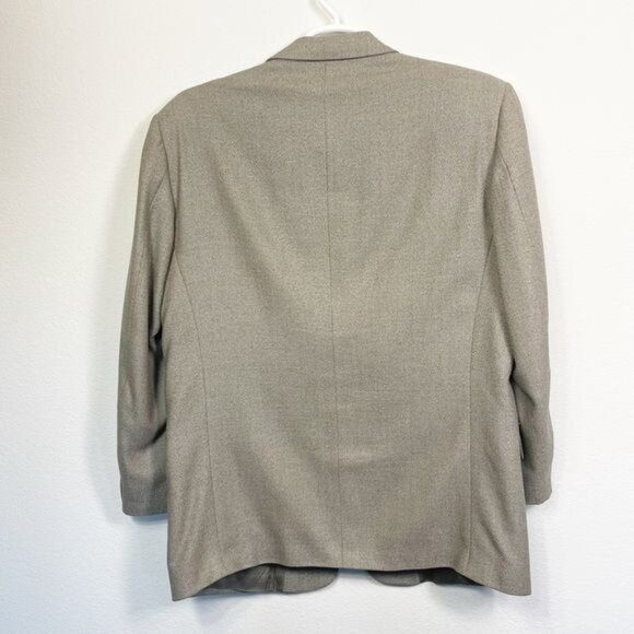 Claiborne Mens Wool Silk Sport Coat Blazer Tan Brown Weave Single Breast Sz 44R - Picture 3 of 8